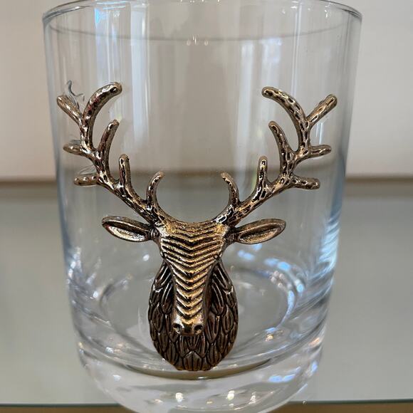 Christmas Gold Stag Old Fashioned Whiskey Glasses 12oz. Holiday Cocktail New - Picture 8 of 16